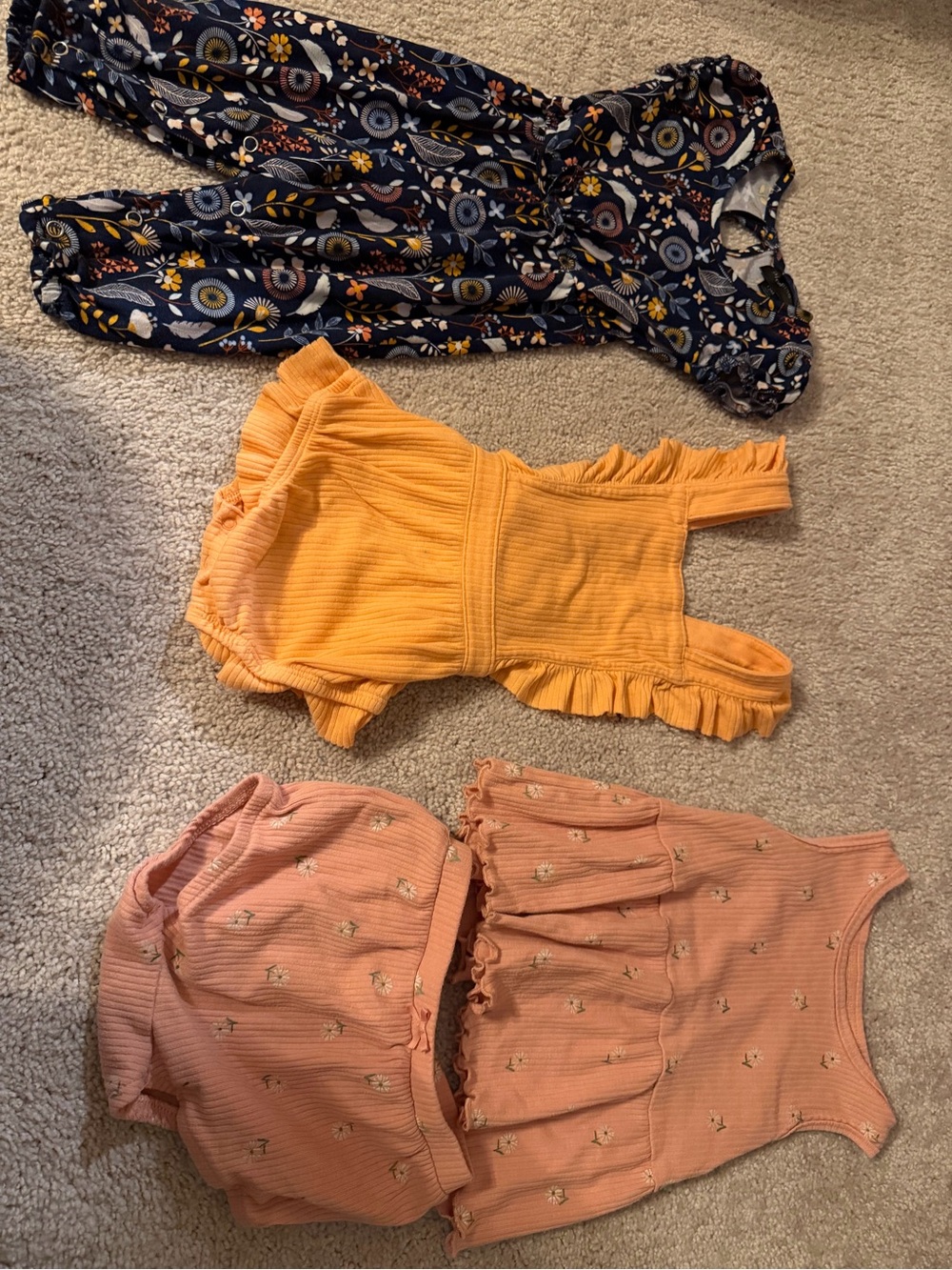 Carter's Peach Ribbed Floral Baby Outfit